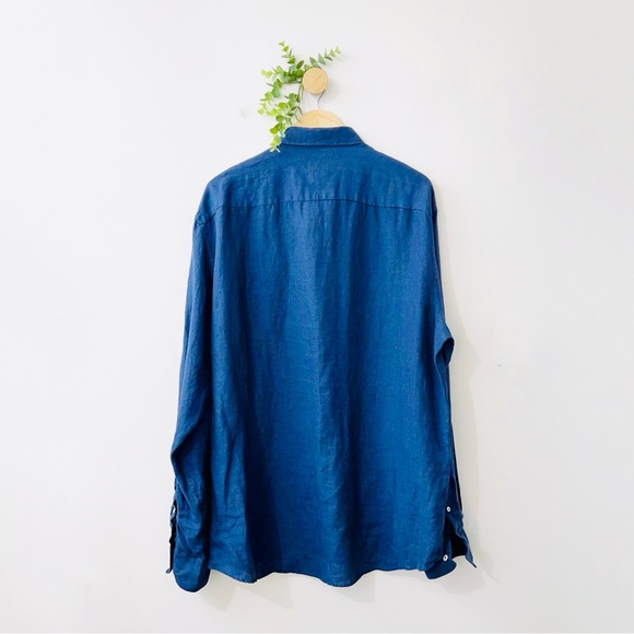 North Sails Dark Blue 100% Linen Button Down Shirt - Picture 8 of 10